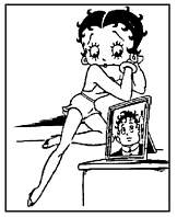 coloriage betty boop regarde une photo